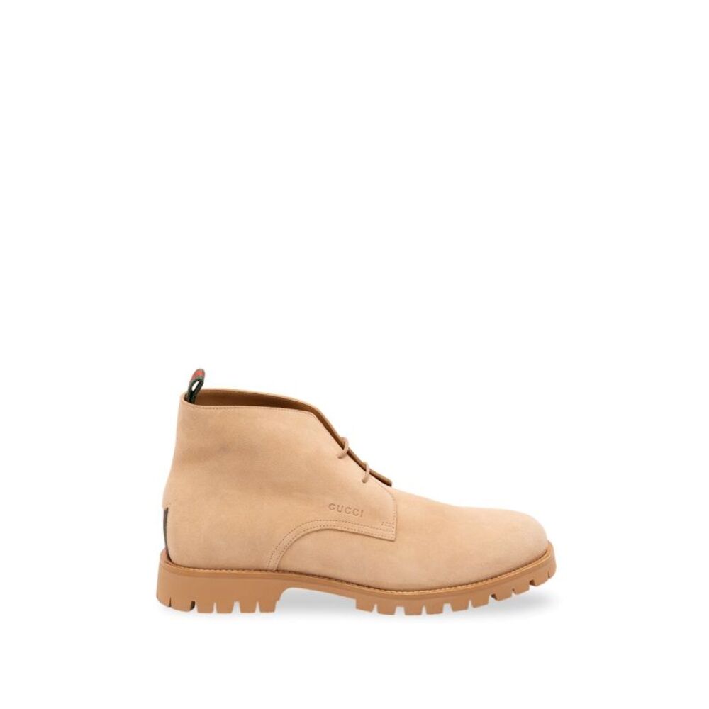 Gucci Men Lace-Up Ankle Boot With Web
